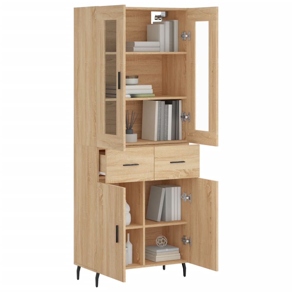 Skříň Highboard Dub Sonoma 69,5 X 34 X 180 Cm Kompozitní Dřevo