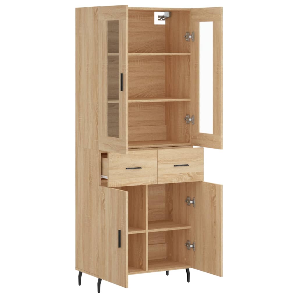 Skříň Highboard Dub Sonoma 69,5 X 34 X 180 Cm Kompozitní Dřevo