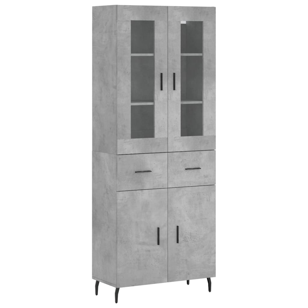 Skříň Highboard Betonově Šedá 69,5X34X180 Cm Kompozitní Dřevo