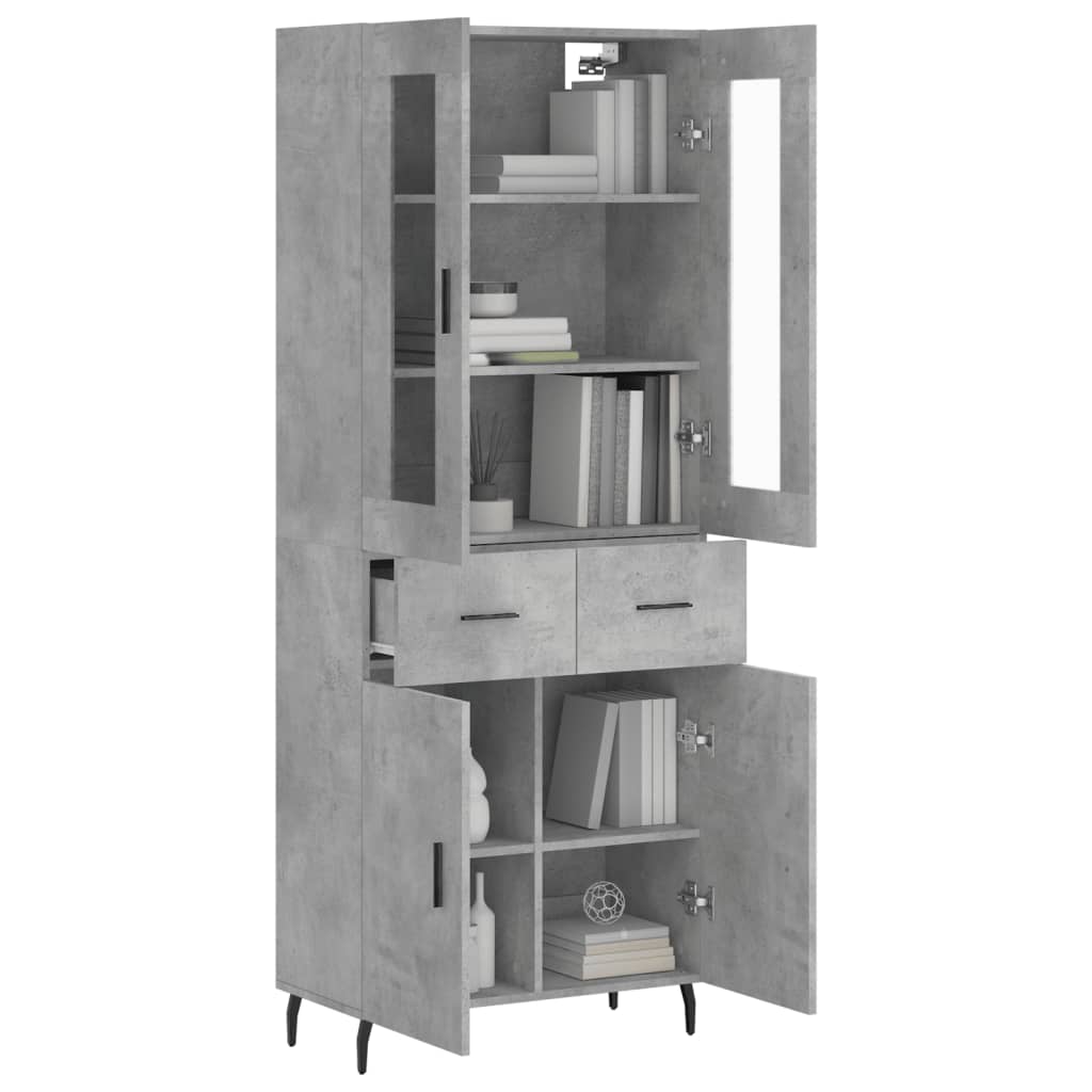 Skříň Highboard Betonově Šedá 69,5X34X180 Cm Kompozitní Dřevo