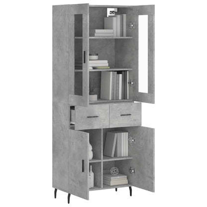 Skříň Highboard Betonově Šedá 69,5X34X180 Cm Kompozitní Dřevo
