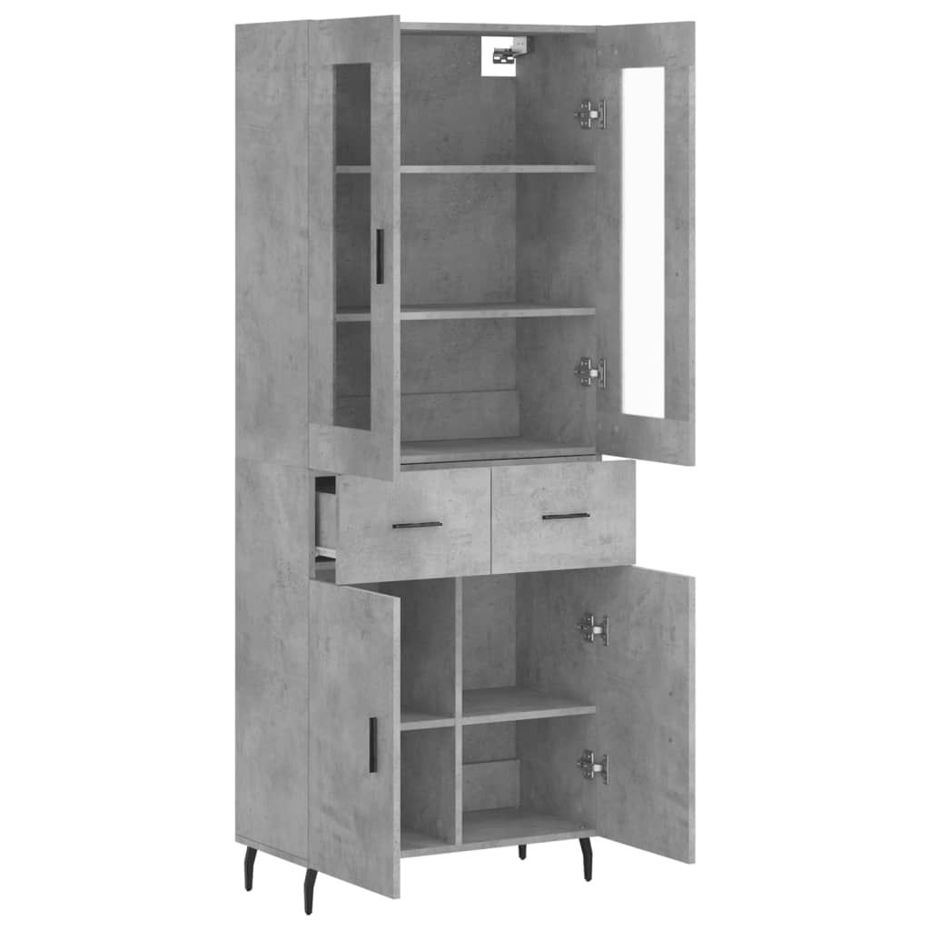 Skříň Highboard Betonově Šedá 69,5X34X180 Cm Kompozitní Dřevo