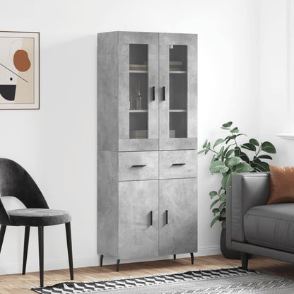 Skříň Highboard Betonově Šedá 69,5X34X180 Cm Kompozitní Dřevo
