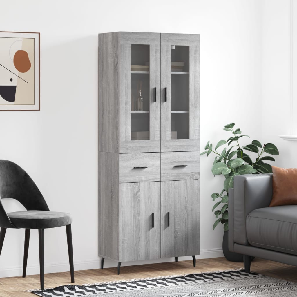 Skříň Highboard Betonově Šedá 69,5X34X180 Cm Kompozitní Dřevo