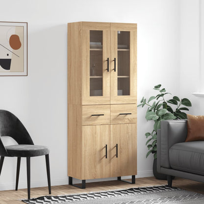 Skříň Highboard Betonově Šedá 69,5X34X180 Cm Kompozitní Dřevo
