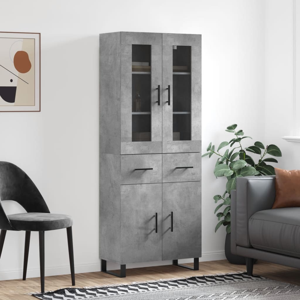 Skříň Highboard Betonově Šedá 69,5X34X180 Cm Kompozitní Dřevo