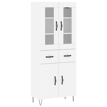 Skříň Highboard Bílá 69,5 X 34 X 180 Cm Kompozitní Dřevo