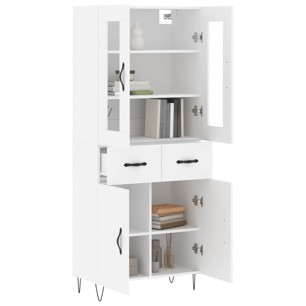 Skříň Highboard Bílá 69,5 X 34 X 180 Cm Kompozitní Dřevo