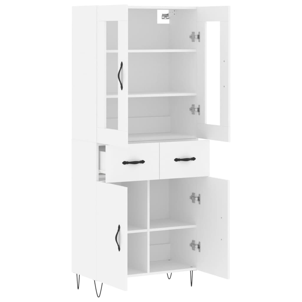 Skříň Highboard Bílá 69,5 X 34 X 180 Cm Kompozitní Dřevo