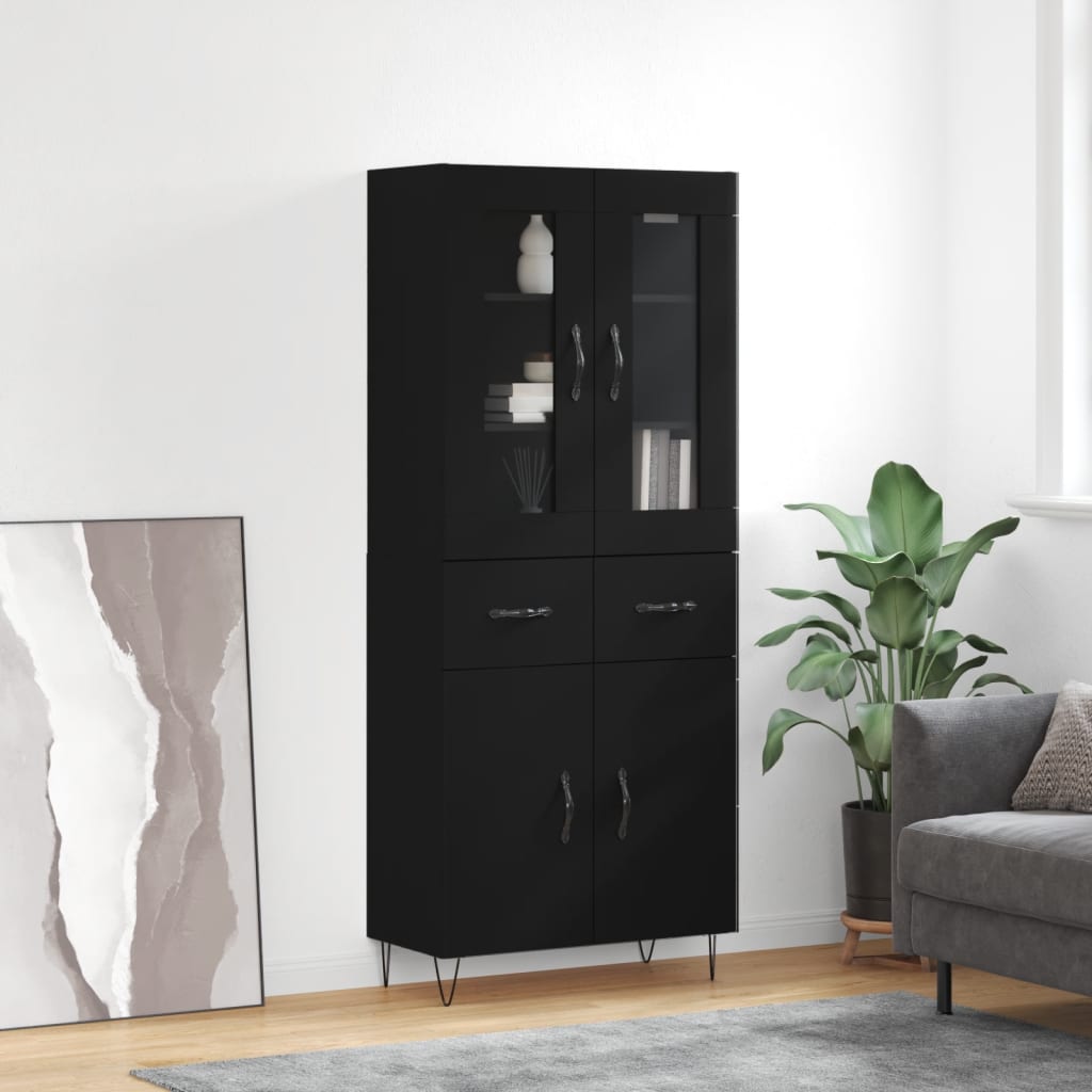 Skříň Highboard Lesklá Bílá 69,5 X 34 X 180 Cm Kompozitní Dřevo