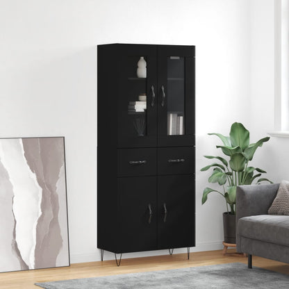 Skříň Highboard Lesklá Bílá 69,5 X 34 X 180 Cm Kompozitní Dřevo