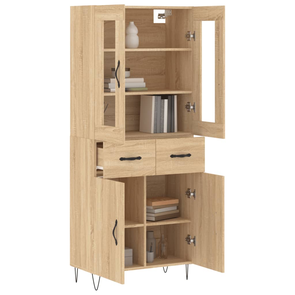 Skříň Highboard Dub Sonoma 69,5 X 34 X 180 Cm Kompozitní Dřevo