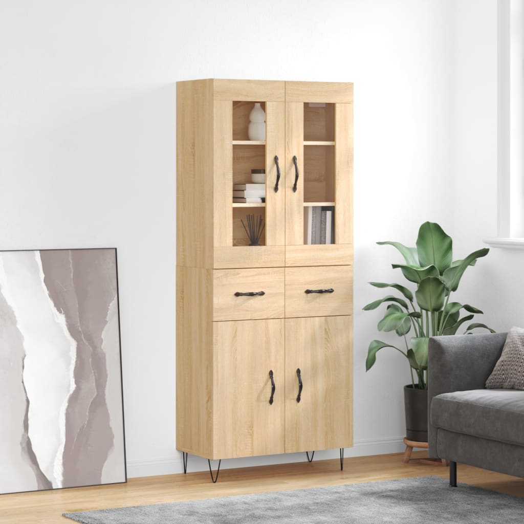 Skříň Highboard Dub Sonoma 69,5 X 34 X 180 Cm Kompozitní Dřevo