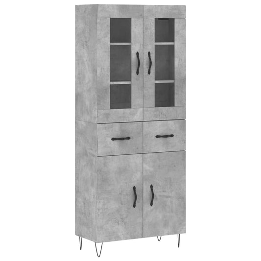 Skříň Highboard Betonově Šedá 69,5X34X180 Cm Kompozitní Dřevo