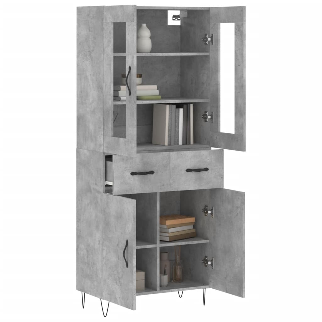 Skříň Highboard Betonově Šedá 69,5X34X180 Cm Kompozitní Dřevo