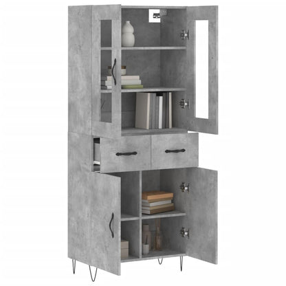 Skříň Highboard Betonově Šedá 69,5X34X180 Cm Kompozitní Dřevo