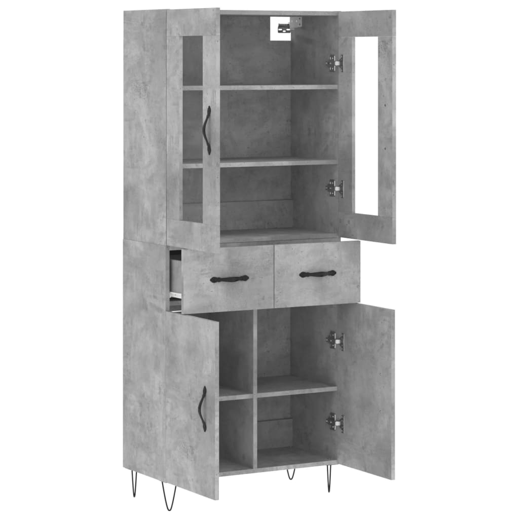 Skříň Highboard Betonově Šedá 69,5X34X180 Cm Kompozitní Dřevo