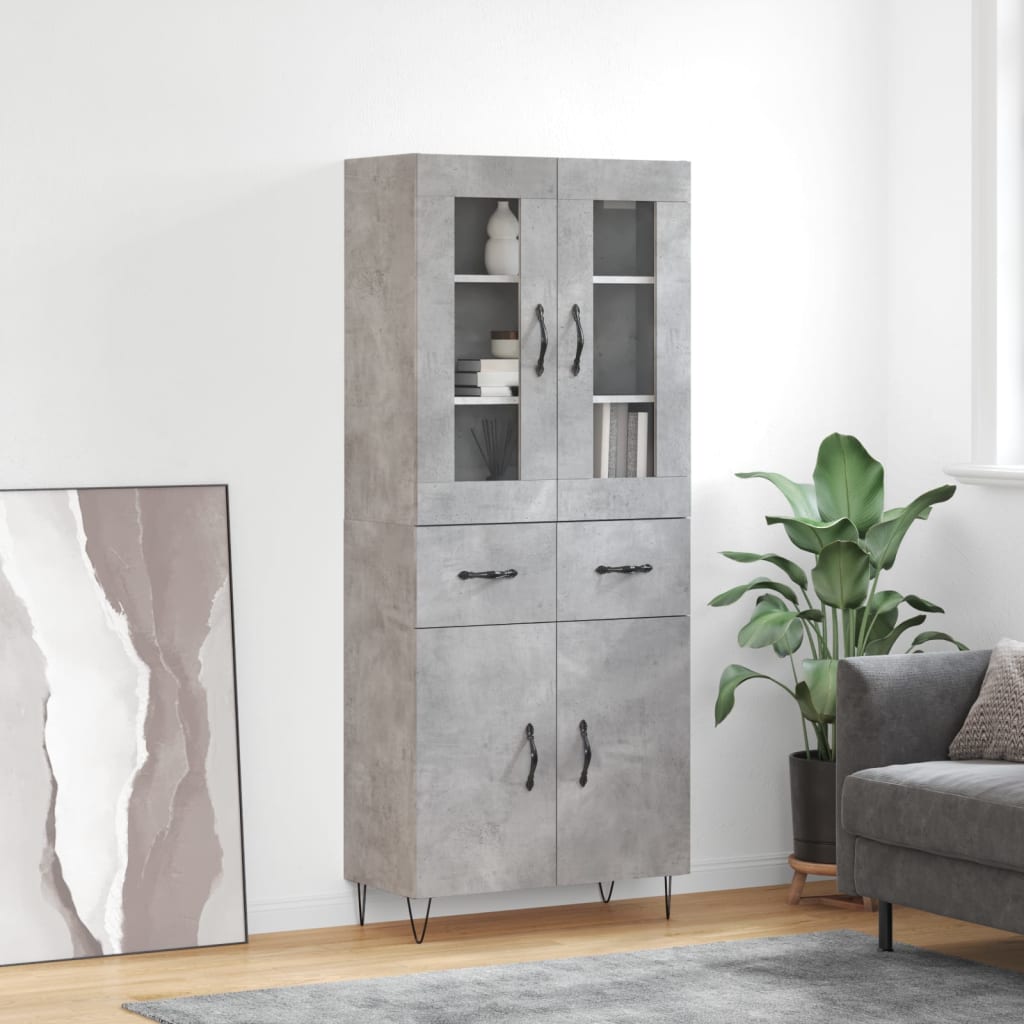 Skříň Highboard Betonově Šedá 69,5X34X180 Cm Kompozitní Dřevo