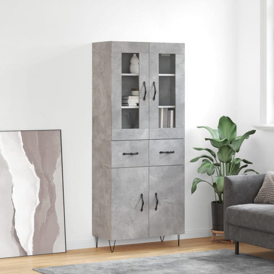 Skříň Highboard Betonově Šedá 69,5X34X180 Cm Kompozitní Dřevo