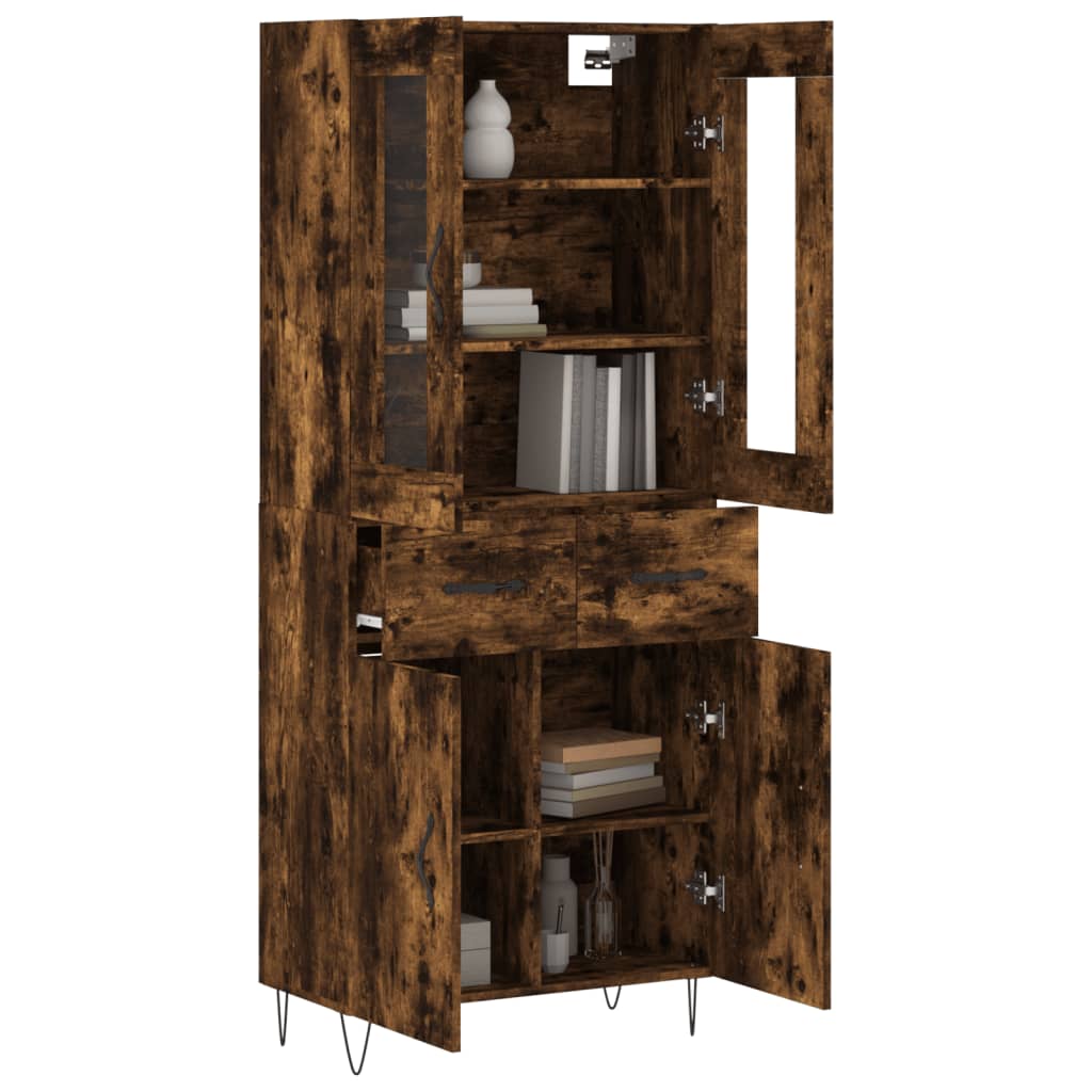 Skříň Highboard Kouřový Dub 69,5 X 34 X 180 Cm Kompozitní Dřevo