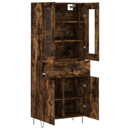 Skříň Highboard Kouřový Dub 69,5 X 34 X 180 Cm Kompozitní Dřevo