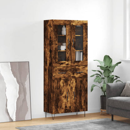 Skříň Highboard Kouřový Dub 69,5 X 34 X 180 Cm Kompozitní Dřevo