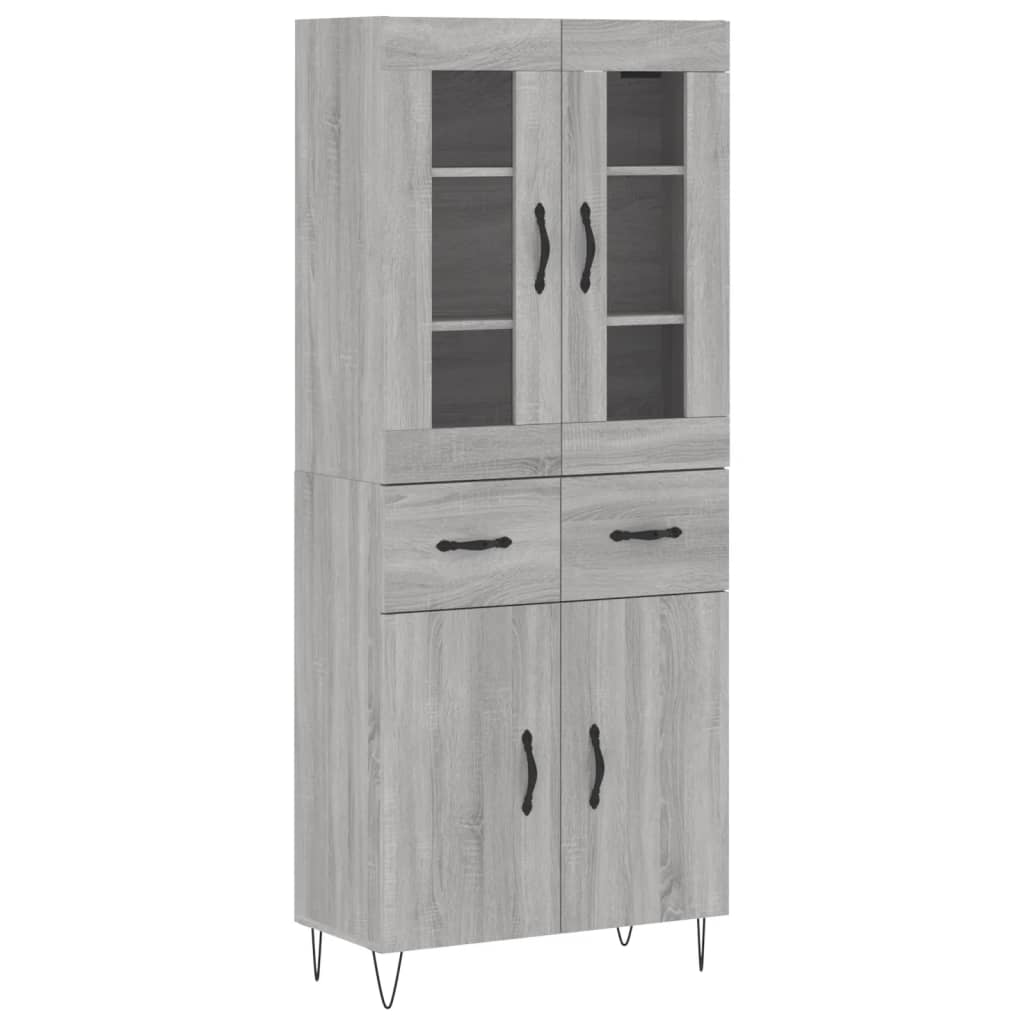Skříň Highboard Šedá Sonoma 69,5 X 34 X 180 Cm Kompozitní Dřevo