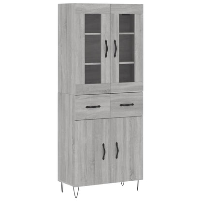 Skříň Highboard Šedá Sonoma 69,5 X 34 X 180 Cm Kompozitní Dřevo