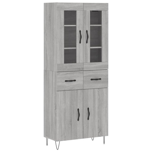 Skříň Highboard Šedá Sonoma 69,5 X 34 X 180 Cm Kompozitní Dřevo