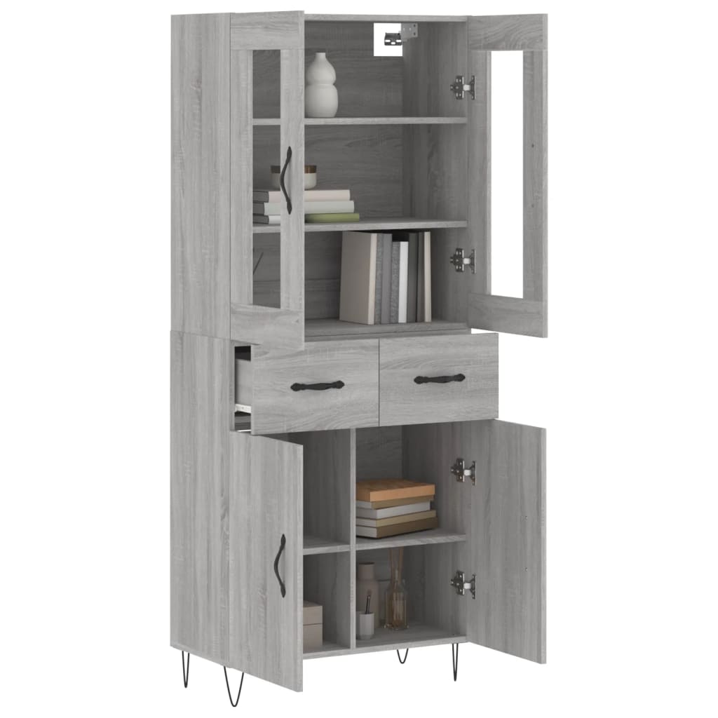Skříň Highboard Šedá Sonoma 69,5 X 34 X 180 Cm Kompozitní Dřevo