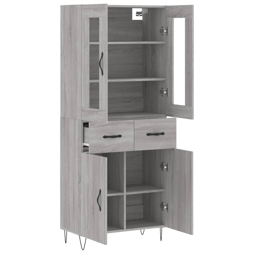Skříň Highboard Šedá Sonoma 69,5 X 34 X 180 Cm Kompozitní Dřevo