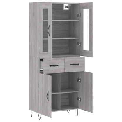 Skříň Highboard Šedá Sonoma 69,5 X 34 X 180 Cm Kompozitní Dřevo
