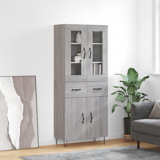 Skříň Highboard Šedá Sonoma 69,5 X 34 X 180 Cm Kompozitní Dřevo