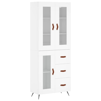 Skříň Highboard Bílá 69,5 X 34 X 180 Cm Kompozitní Dřevo