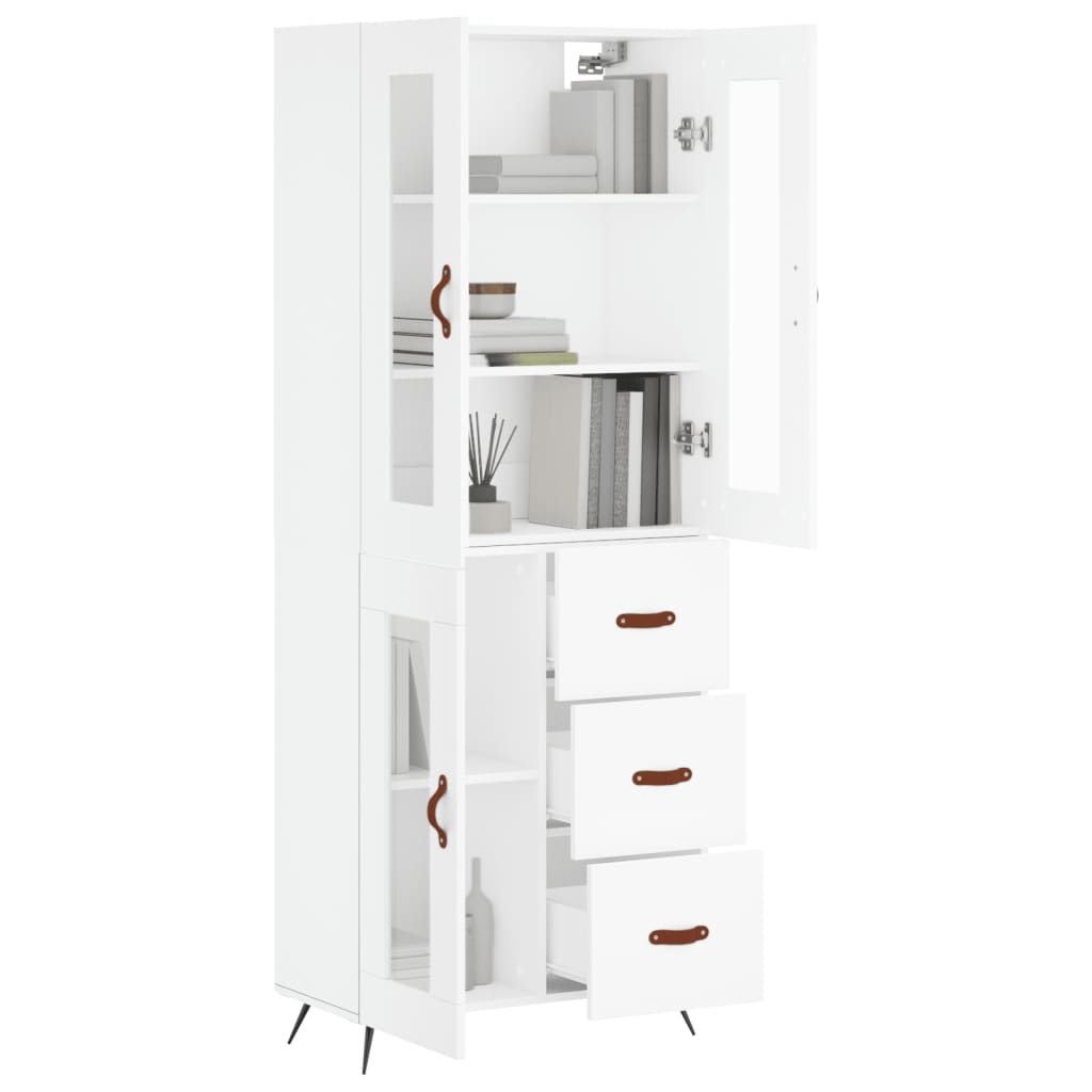 Skříň Highboard Bílá 69,5 X 34 X 180 Cm Kompozitní Dřevo