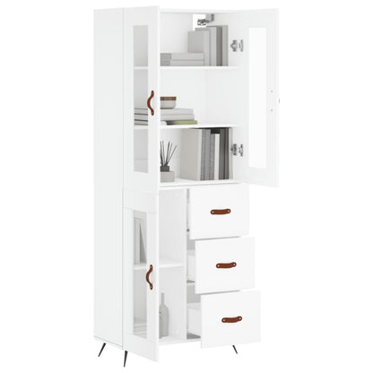 Skříň Highboard Bílá 69,5 X 34 X 180 Cm Kompozitní Dřevo