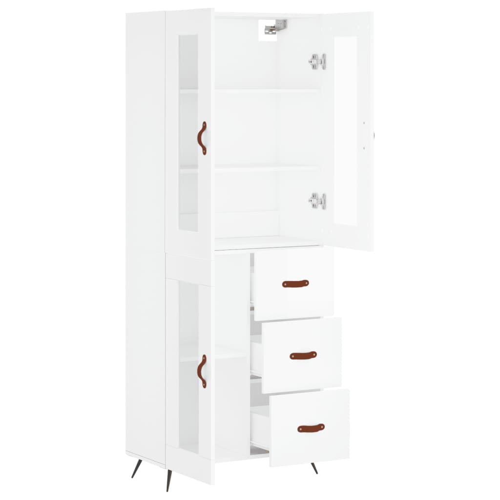 Skříň Highboard Bílá 69,5 X 34 X 180 Cm Kompozitní Dřevo