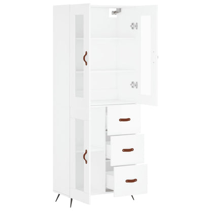Skříň Highboard Bílá 69,5 X 34 X 180 Cm Kompozitní Dřevo