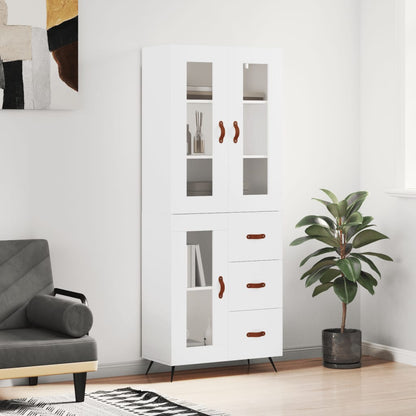 Skříň Highboard Bílá 69,5 X 34 X 180 Cm Kompozitní Dřevo