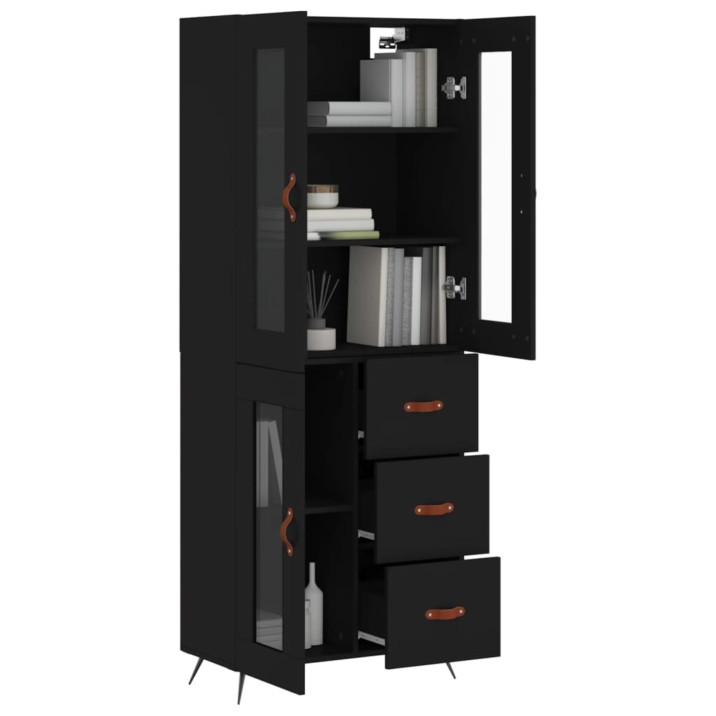 Skříň Highboard Černá 69,5 X 34 X 180 Cm Kompozitní Dřevo
