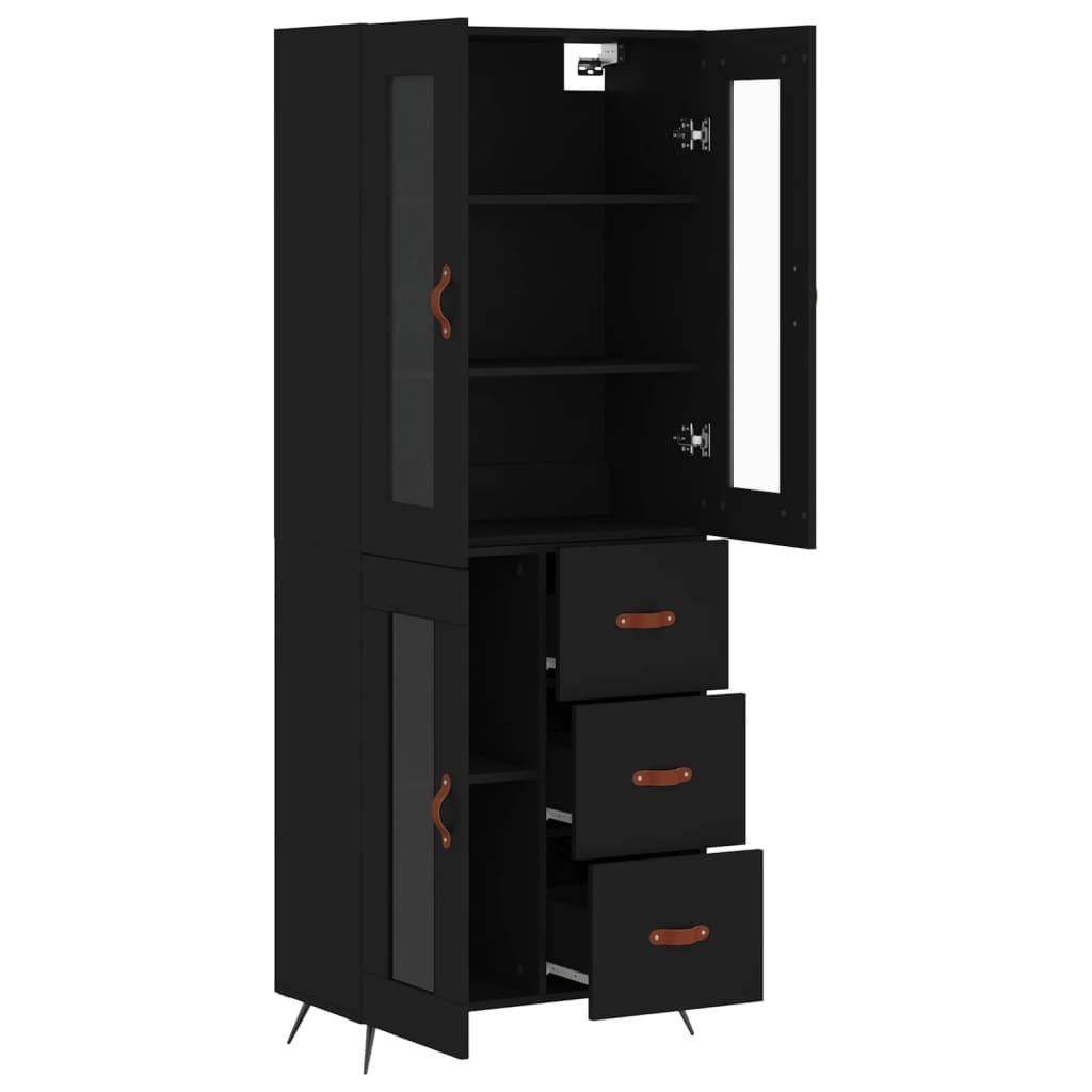 Skříň Highboard Černá 69,5 X 34 X 180 Cm Kompozitní Dřevo