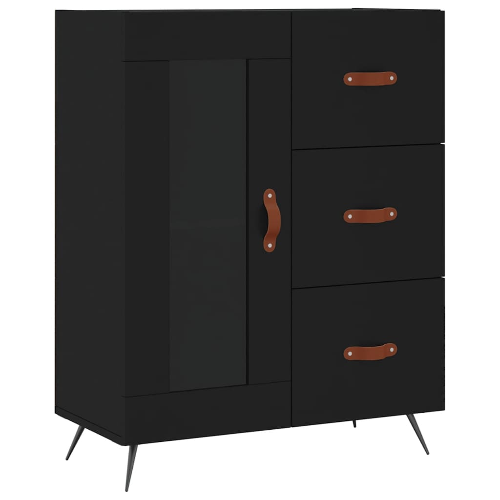 Skříň Highboard Černá 69,5 X 34 X 180 Cm Kompozitní Dřevo