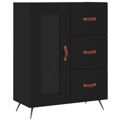 Skříň Highboard Černá 69,5 X 34 X 180 Cm Kompozitní Dřevo
