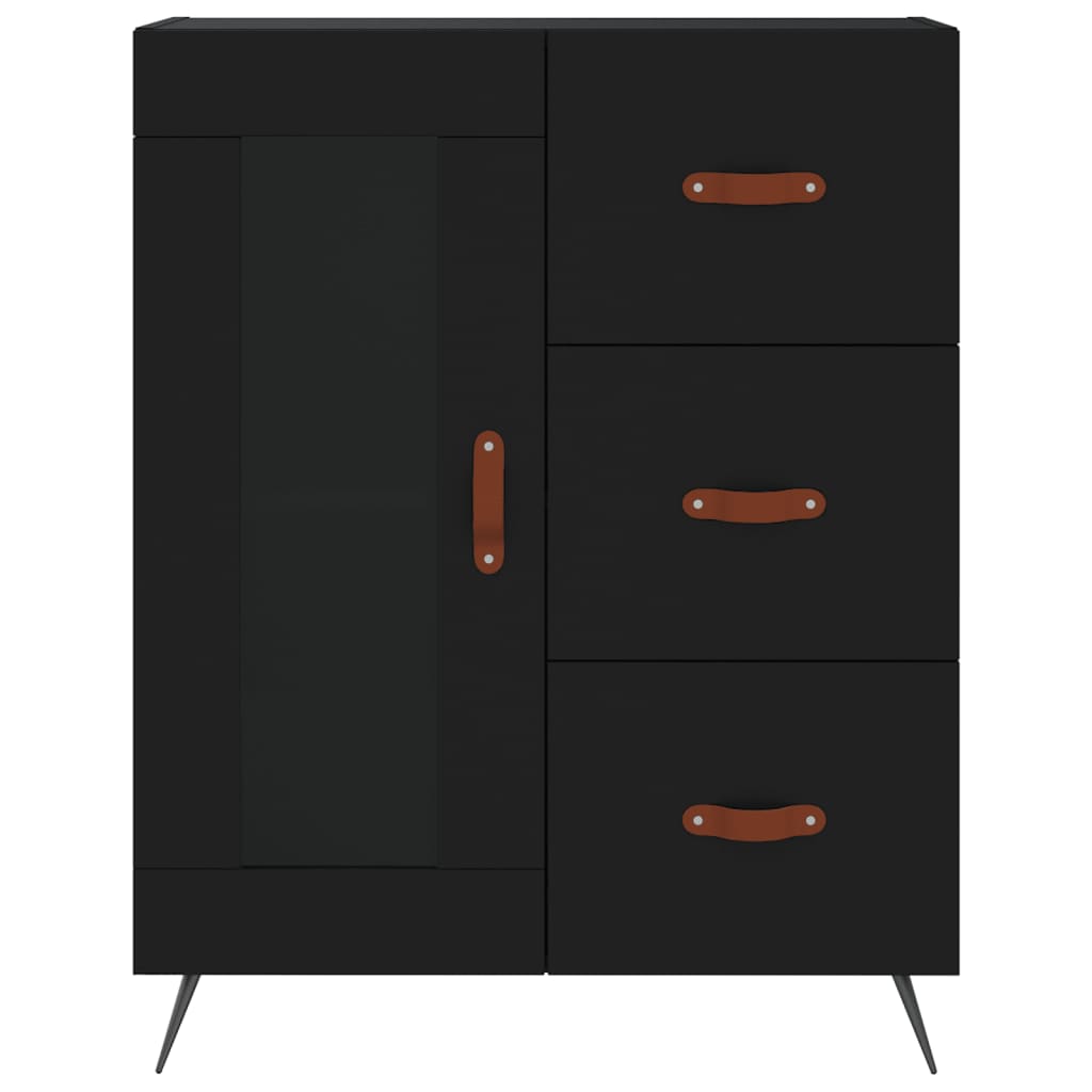 Skříň Highboard Černá 69,5 X 34 X 180 Cm Kompozitní Dřevo