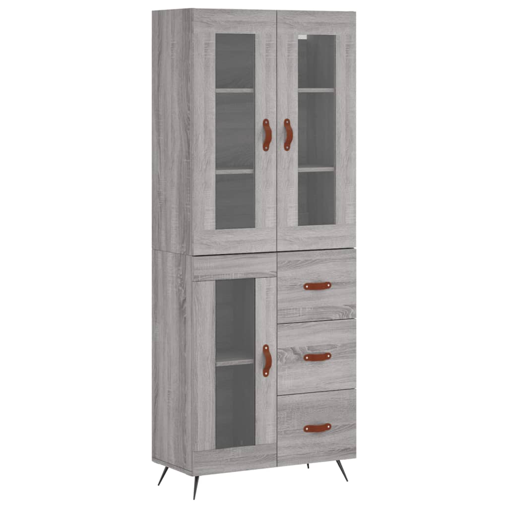 Skříň Highboard Šedá Sonoma 69,5 X 34 X 180 Cm Kompozitní Dřevo