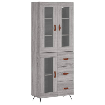Skříň Highboard Šedá Sonoma 69,5 X 34 X 180 Cm Kompozitní Dřevo