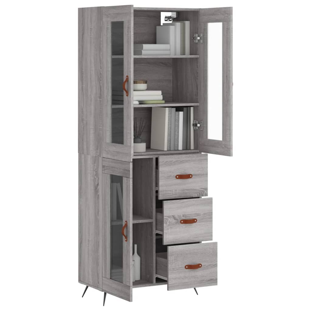 Skříň Highboard Šedá Sonoma 69,5 X 34 X 180 Cm Kompozitní Dřevo