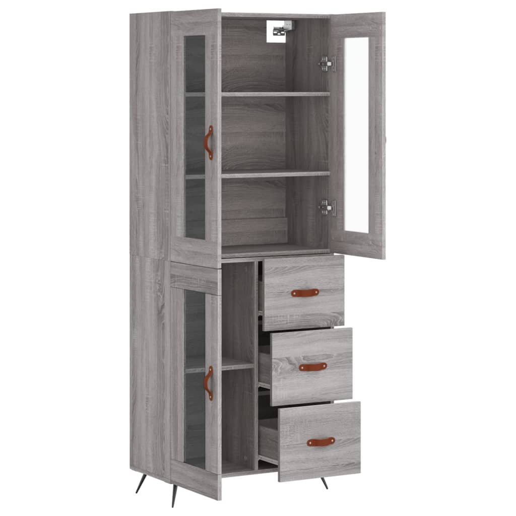 Skříň Highboard Šedá Sonoma 69,5 X 34 X 180 Cm Kompozitní Dřevo
