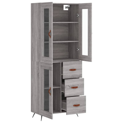 Skříň Highboard Šedá Sonoma 69,5 X 34 X 180 Cm Kompozitní Dřevo