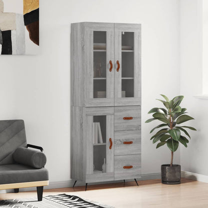 Skříň Highboard Šedá Sonoma 69,5 X 34 X 180 Cm Kompozitní Dřevo